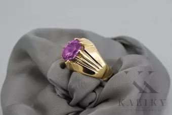 Кольцо Винтаж стиль Аметист 14-кв Желтое золото vrc016y